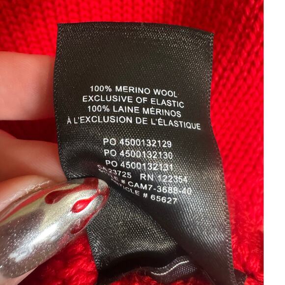 Aritzia Wilfred Free Harper Sweater Merino Wool Turtleneck Bright Red Size Small - Picture 10 of 13